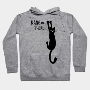 Hang in There! Funny Black Cat Hanging On with Claws Hoodie